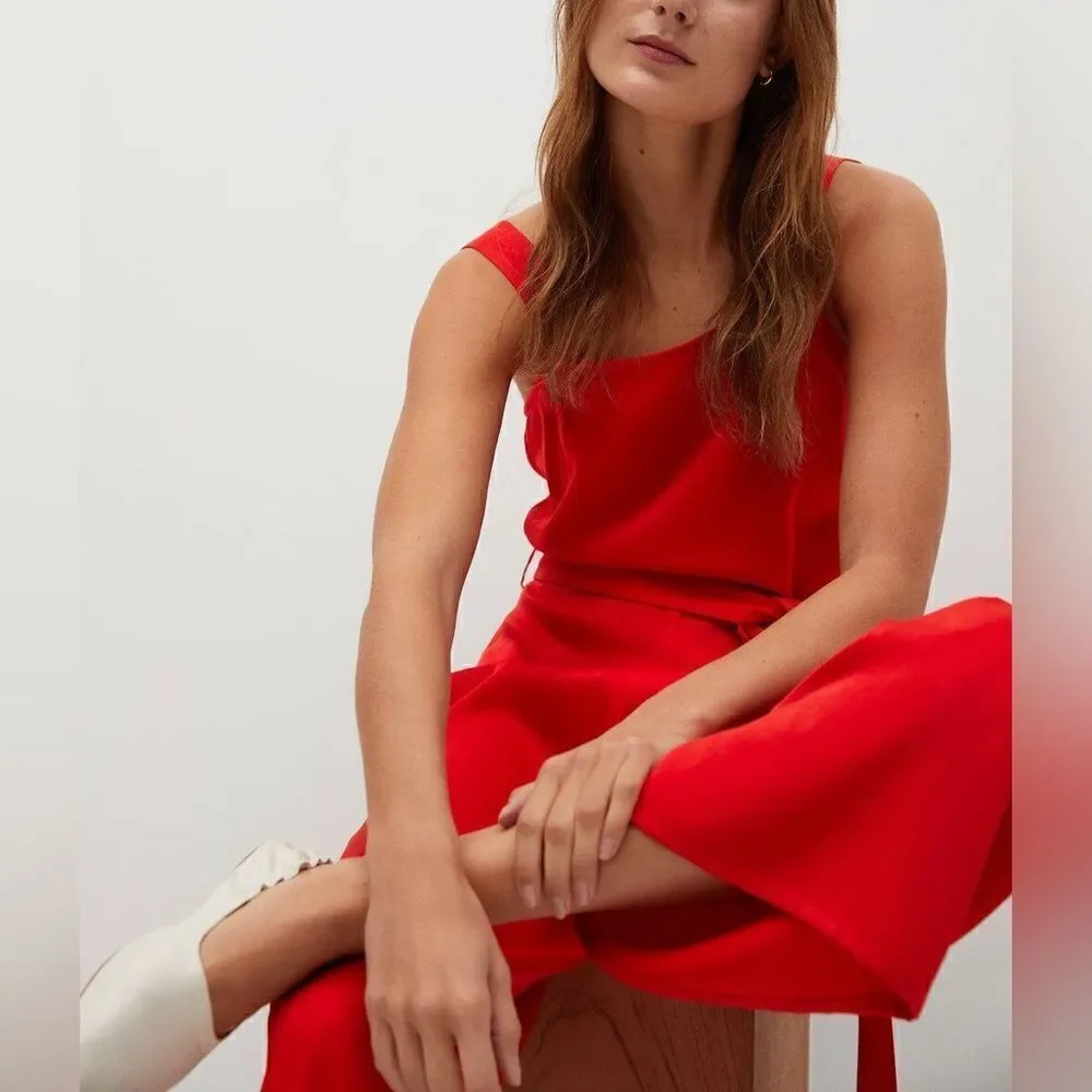 Mango Red Viscose Blend Jumpsuit New